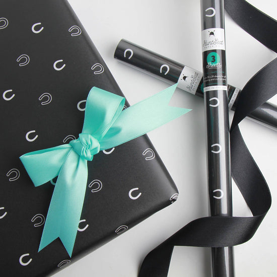 Lucky Slate Equestrian Horseshoe Gift Wrap Paper in Roll - A Taste of Kentucky