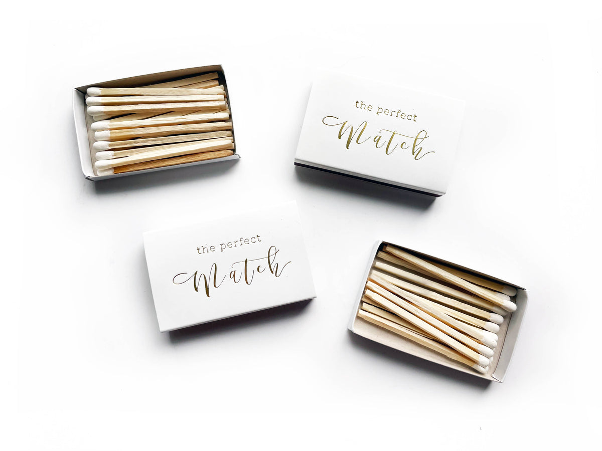 The Perfect Match Matchbox | Gold & White Wedding Matchbook - A Taste of Kentucky