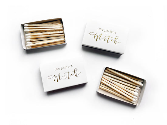 The Perfect Match Matchbox | Gold & White Wedding Matchbook - A Taste of Kentucky