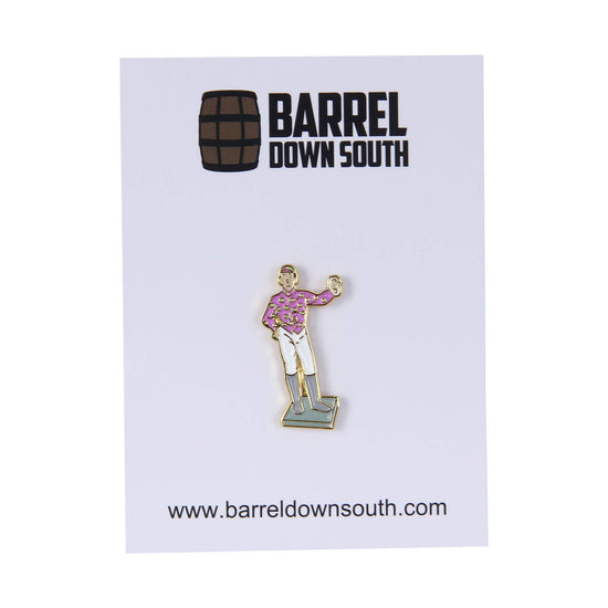 Pink Standing Jockey Lapel Pin - A Taste of Kentucky