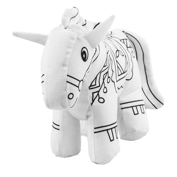 white horse with black lines to color