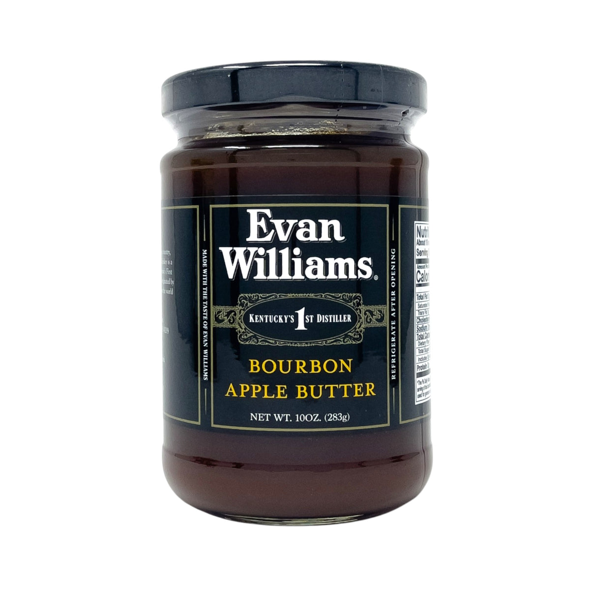 Jar of Evan Williams Bourbon Apple Butter on a white background