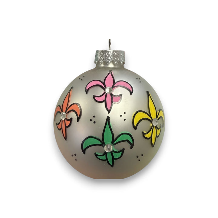Multicolor Fleur de Lis Painted Ornaments