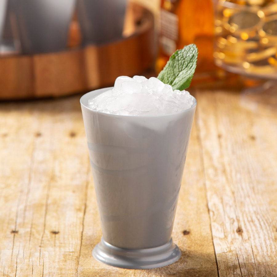 Plastic Mint Julep Cup on wooden table