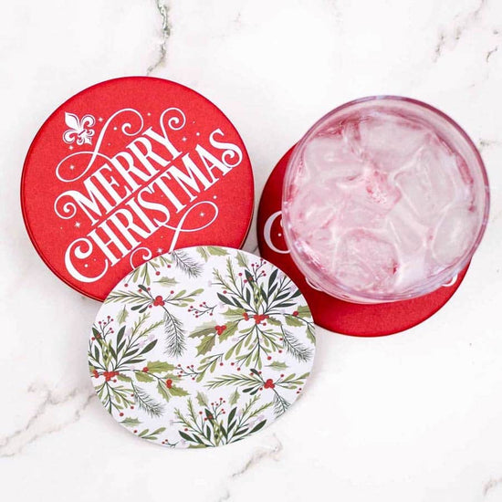 Holly Jolly Reversible Paper Coasters (set of 20) - A Taste of Kentucky