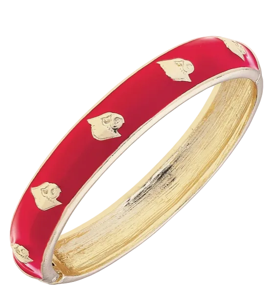 Louisville Cardinals Enamel Logo Hinge Bangle in Red