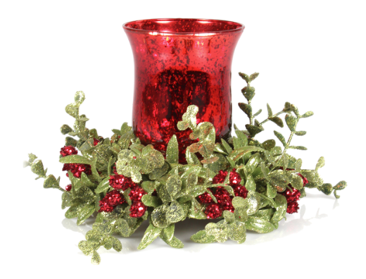 Small Mistletoe Glass/Floral Tea Light - A Taste of Kentucky