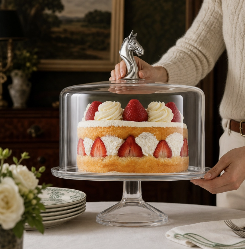 Horse Glass Covered Cake / Dessert Stand