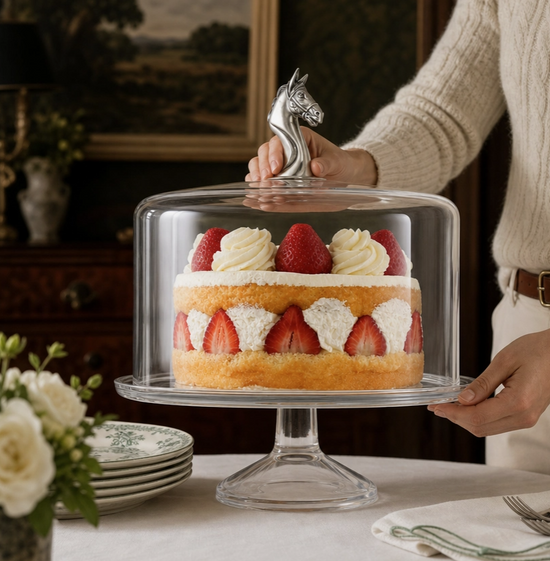 Horse Glass Covered Cake / Dessert Stand