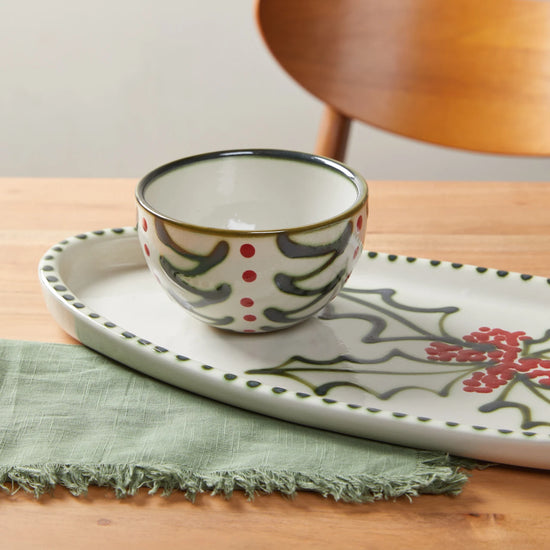 Louisville Stoneware Holly Graffiti Antipasto Tray with Bowl - A Taste of Kentucky