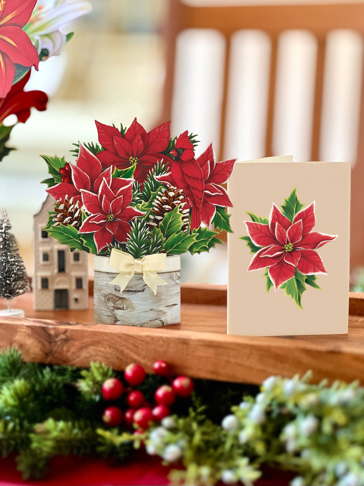 Mini Birch Poinsettia (10 Pop-up Greeting Cards) - A Taste of Kentucky