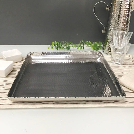 Silver Hammered Square Platter - Elegant Home Serverware - A Taste of Kentucky