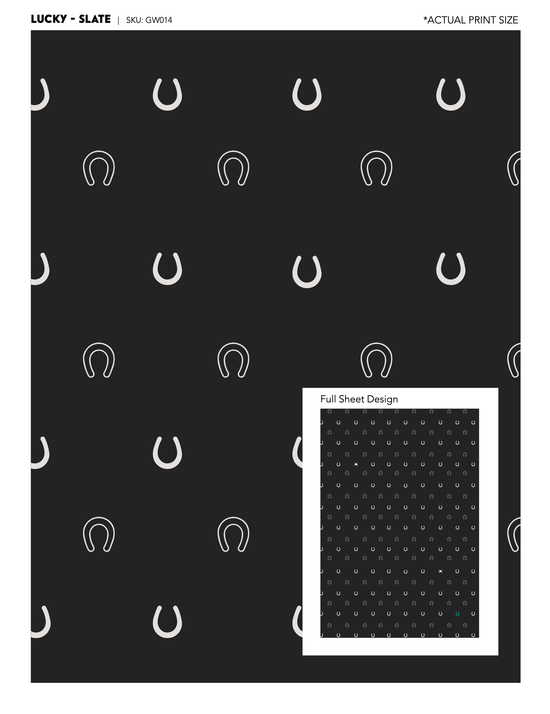 Lucky Slate Equestrian Horseshoe Gift Wrap Paper in Roll - A Taste of Kentucky