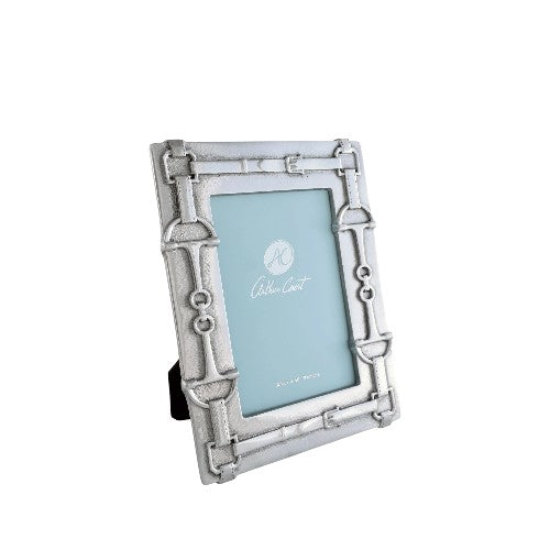  Arthur Court Equestrian Bit Photo Frame in 4x6 size with hand-engraved aluminum alloy and intricate equestrian bit detailing.