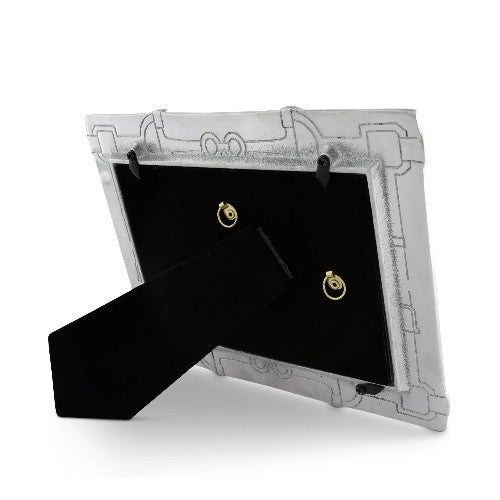  Angled view of the Arthur Court Equestrian Bit Photo Frame showing detailed aluminum alloy bit accents and handcrafted styling.