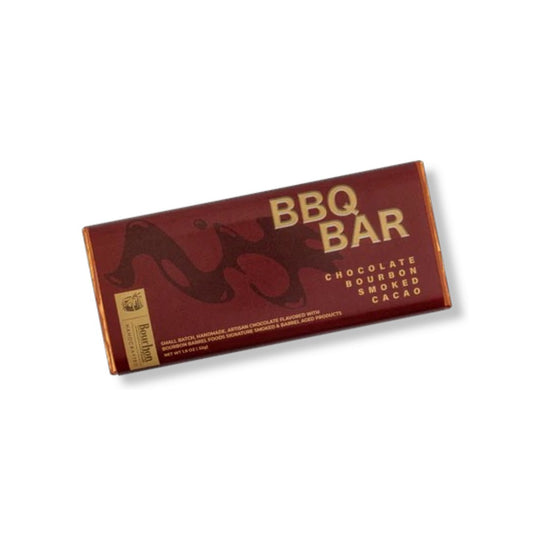 Chocolate bar with 'BBQ Bar' packaging on a white background