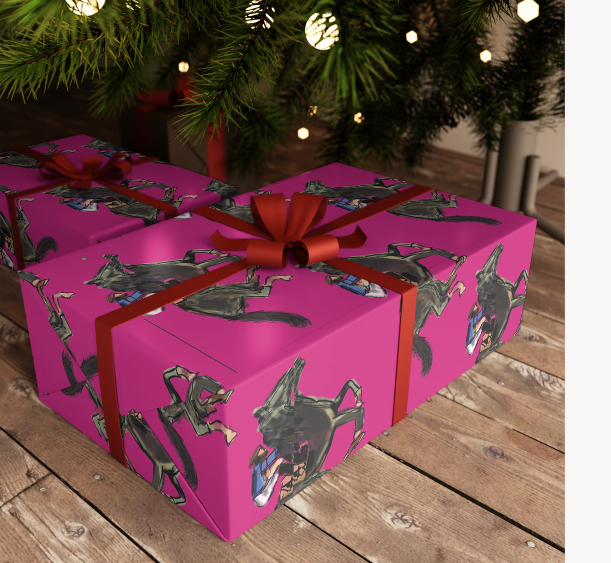 Pink Racing Horses Wrapping Paper, 5' Roll - A Taste of Kentucky