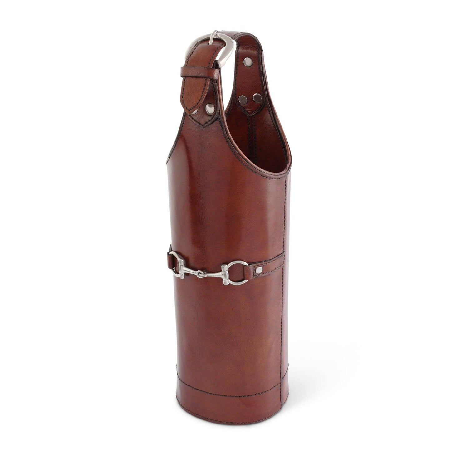 Premium Genuine Leather Bit Single Wine Bottle Carrier - A Taste of Kentucky