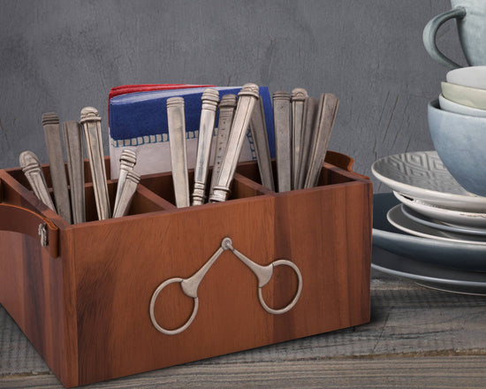 Horse Bits Leather Handles Flatware Caddy - A Taste of Kentucky