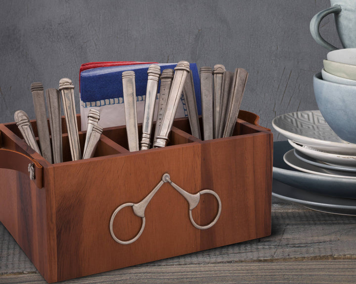 Horse Bits Leather Handles Flatware Caddy - A Taste of Kentucky