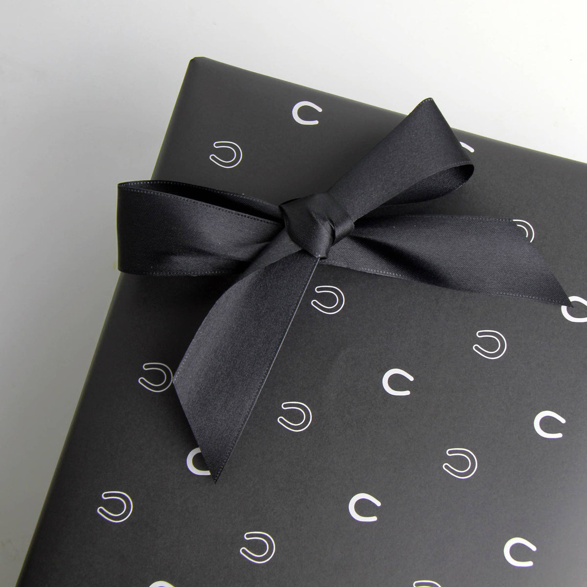 Lucky Slate Equestrian Horseshoe Gift Wrap Paper in Roll - A Taste of Kentucky