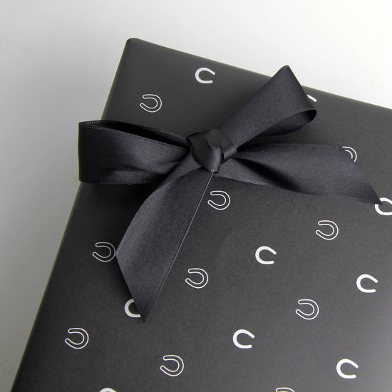Lucky Slate Equestrian Horseshoe Gift Wrap Paper in Roll - A Taste of Kentucky