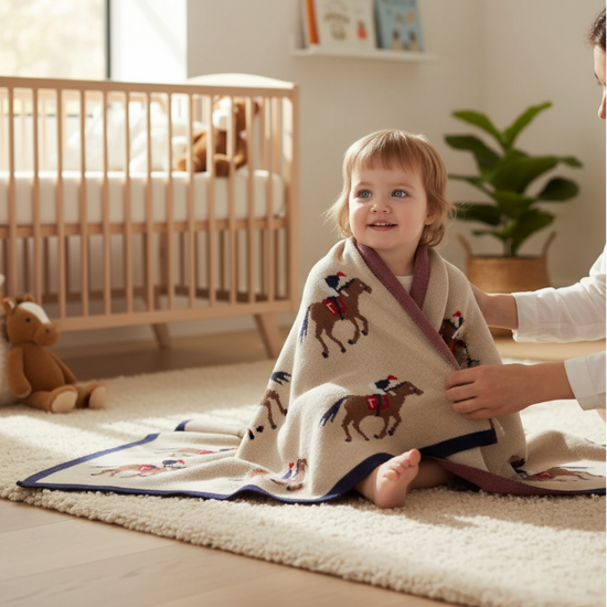 Equestrian Horse Racing Jockey Cotton Baby Blanket