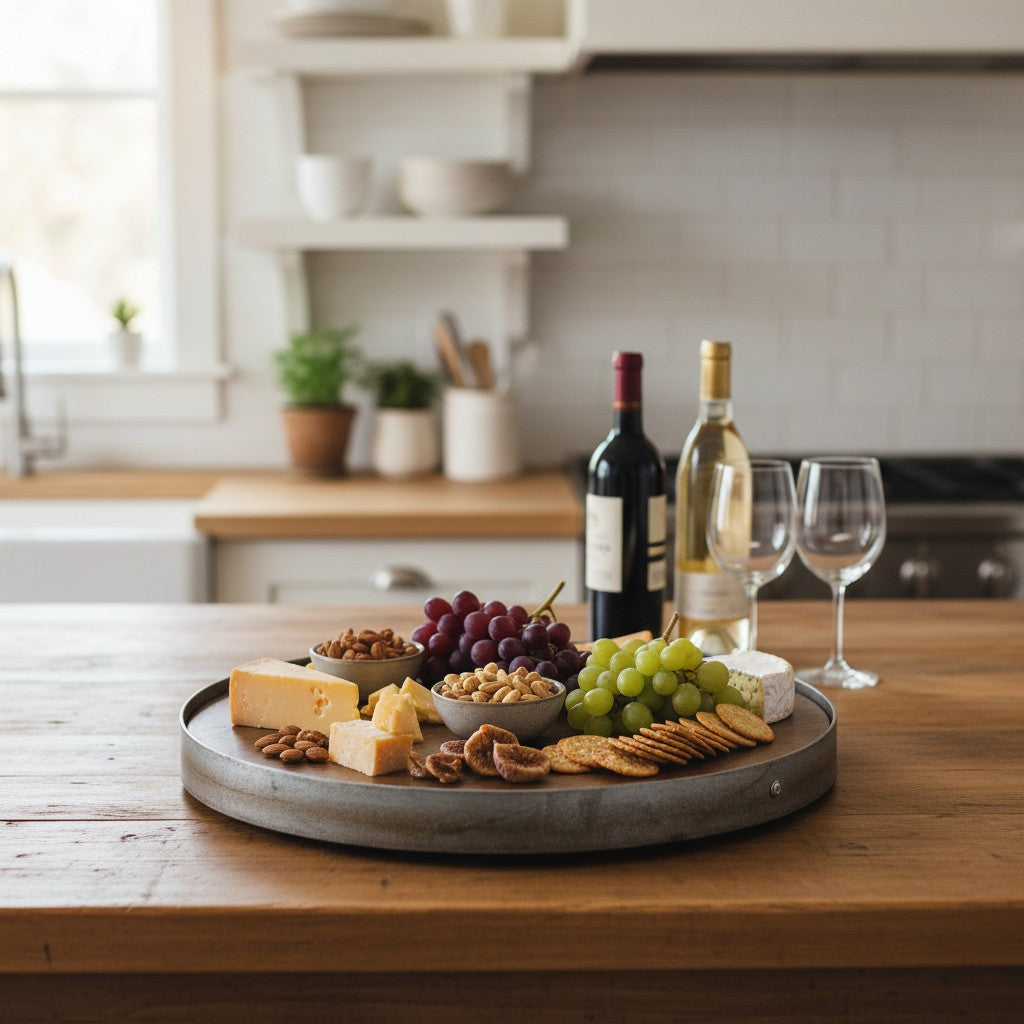 Barrel Ring Lazy Susan | Handcrafted Wine Barrel Serving Turntable