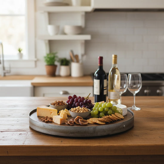 Barrel Ring Lazy Susan | Handcrafted Wine Barrel Serving Turntable
