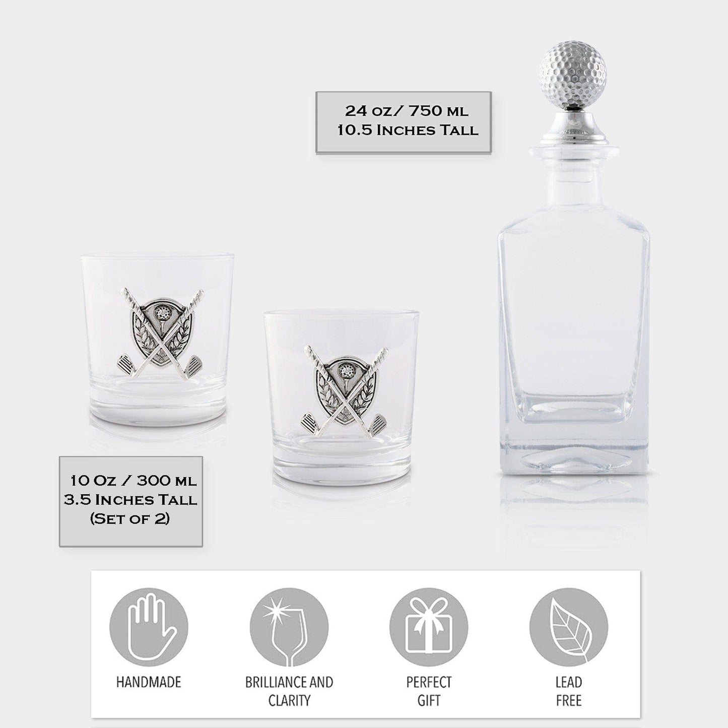 Golf Decanter Set with Pair Glasses - A Taste of Kentucky
