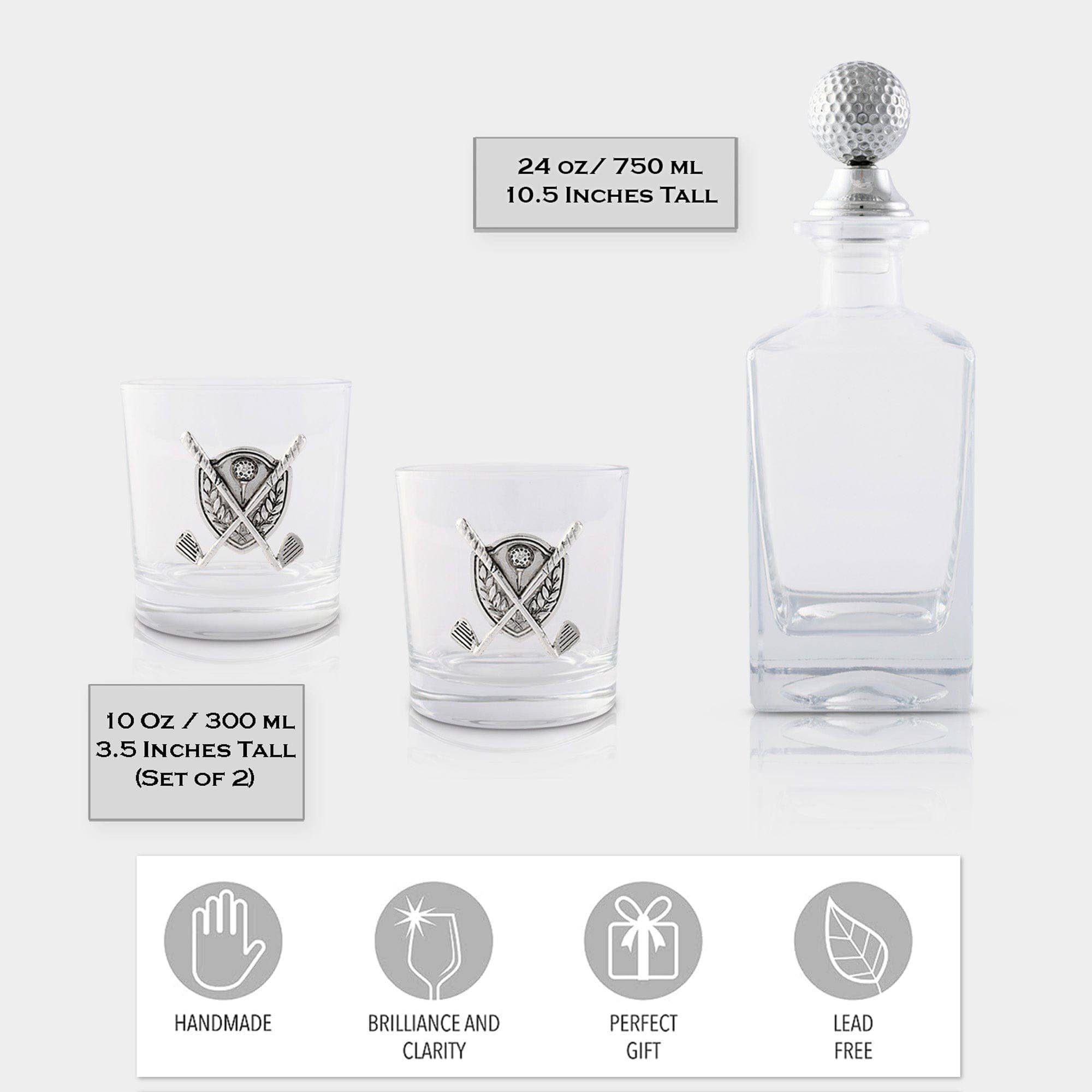 Golf Decanter Set with Pair Glasses - A Taste of Kentucky
