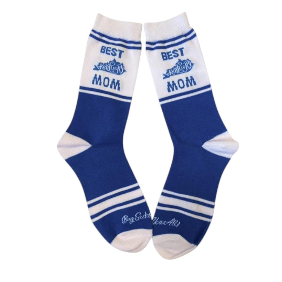 Best Kentucky Mom & Dad Crew Socks — Blue & White Gift Socks for Kentucky Parents - A Taste of Kentucky