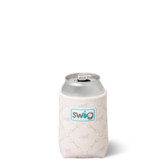 Can cooler with 'swig' logo on a white background