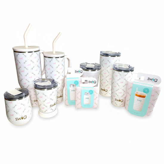 Collection of Swig Bits and Pieces tumblers on a white background