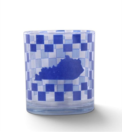 Blue Ky Checker Rocks Glass - A Taste of Kentucky