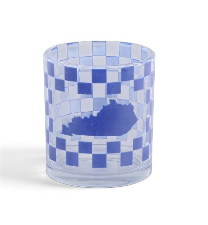 Blue Ky Checker Rocks Glass - A Taste of Kentucky