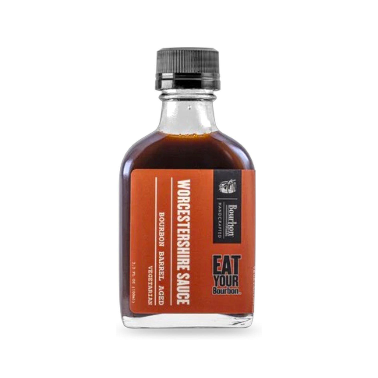Front view of Bourbon Barrel Aged Worcestershire Sauce bottle by Bourbon Barrel Foods