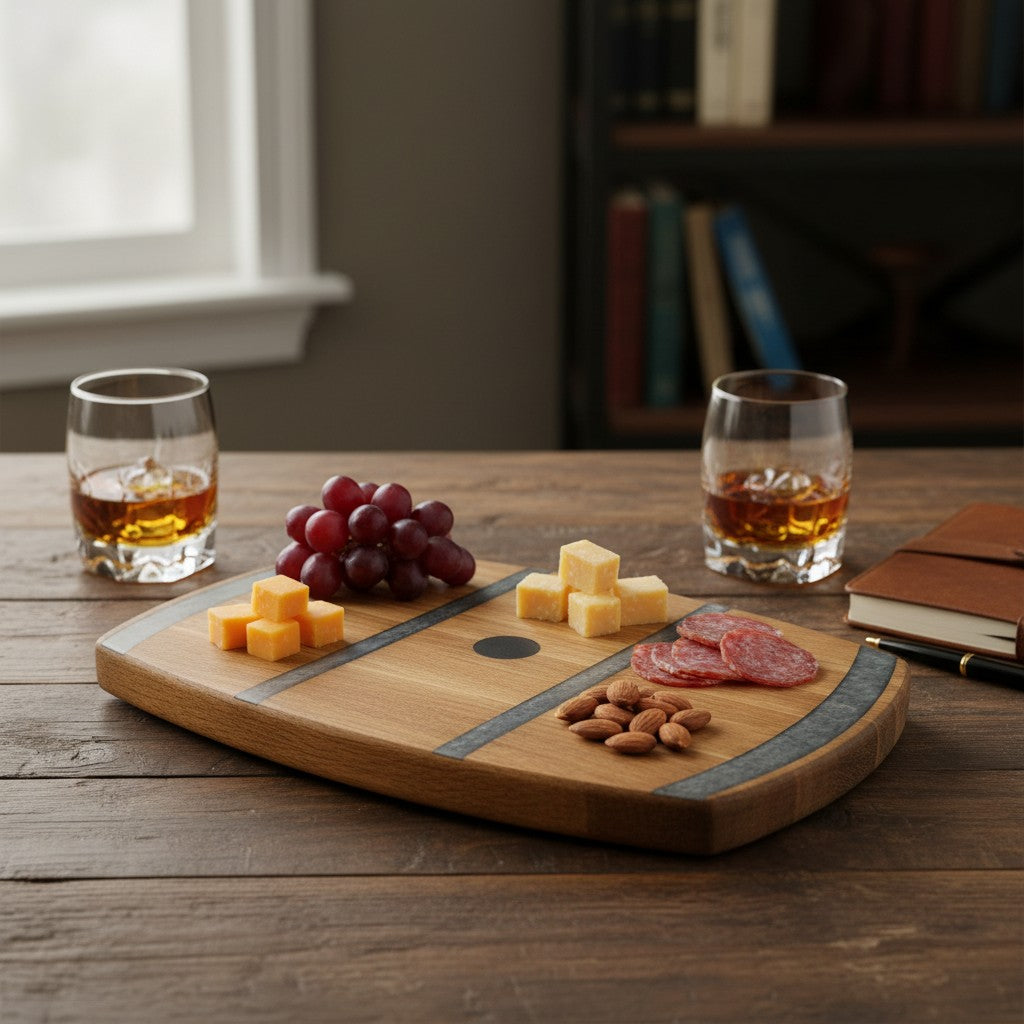 Handcrafted Bourbon Barrel Charcuterie Board | Rustic Wooden Serving Tray & Cutting Board - A Taste of Kentucky