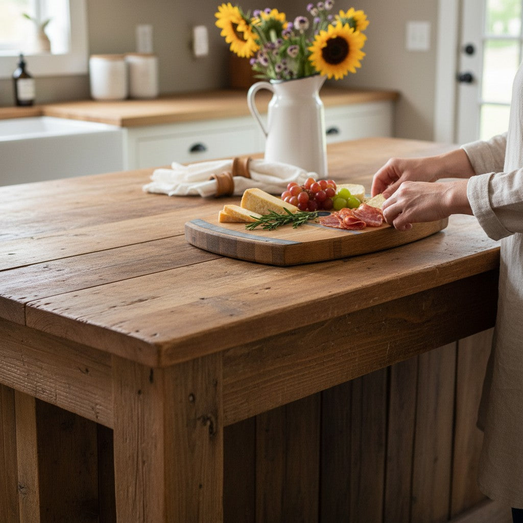 Handcrafted Bourbon Barrel Charcuterie Board | Rustic Wooden Serving Tray & Cutting Board - A Taste of Kentucky