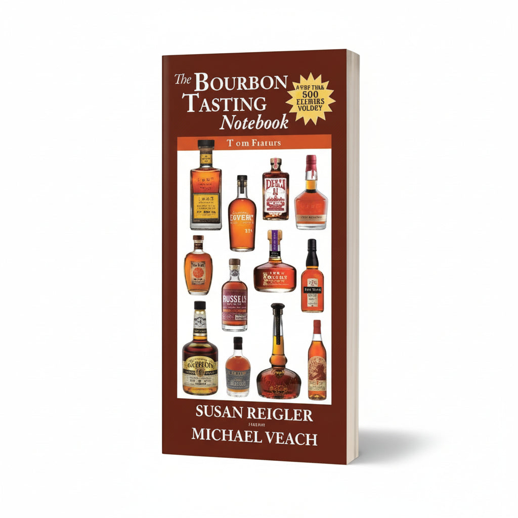 The front cover of the Bourbon Tasting Notebook, 3rd Edition, showing the title and an illustration of various bourbon bottles.