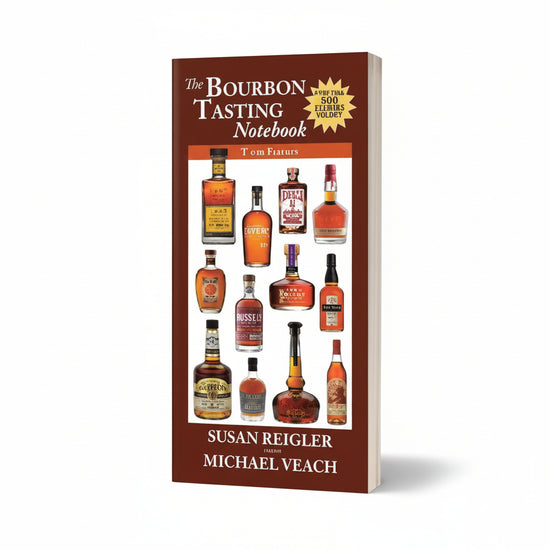 The front cover of the Bourbon Tasting Notebook, 3rd Edition, showing the title and an illustration of various bourbon bottles.