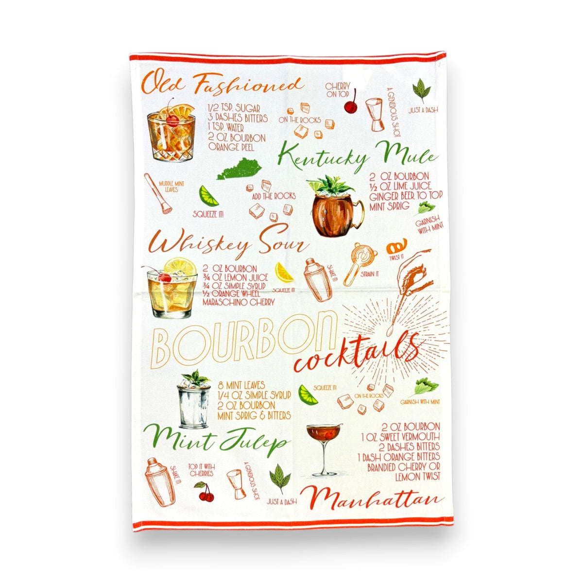 Bourbon Cocktail All-Over Recipe Hand Towel