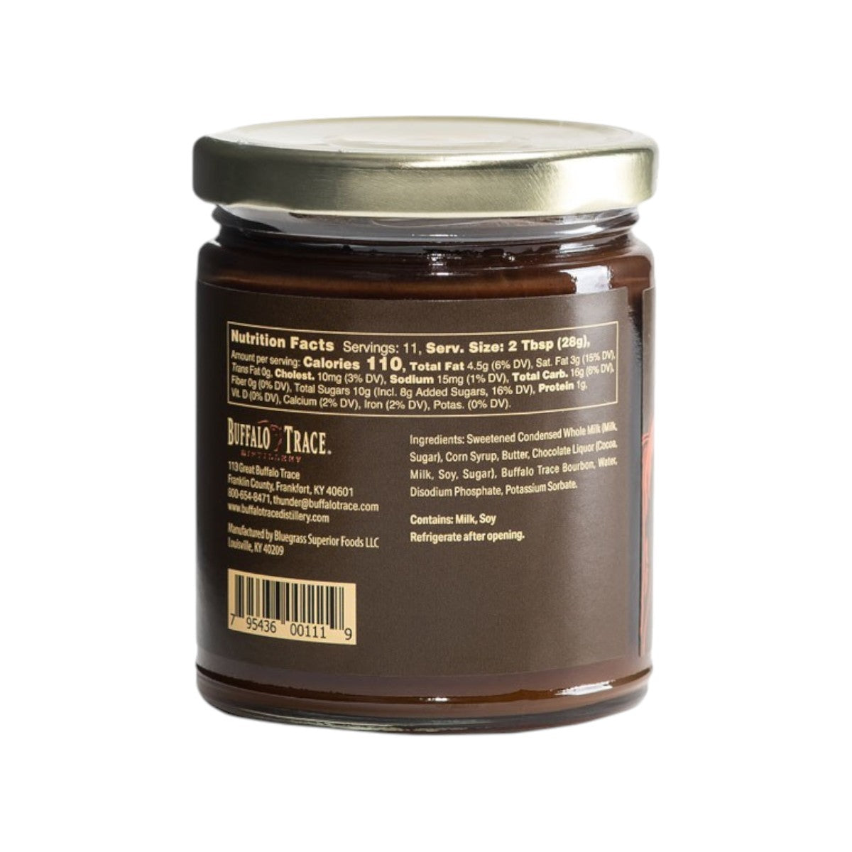 Jar of honey with a label showing nutrition facts and ingredients on a white background