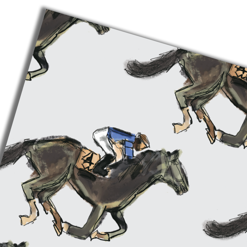 Gray Horse Race & Mint Julep Wrapping Paper, 5'  Roll - A Taste of Kentucky
