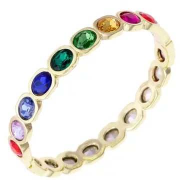 Rainbow Tennis Style Jewelry - Necklace, Hoop Earring & Bracelet