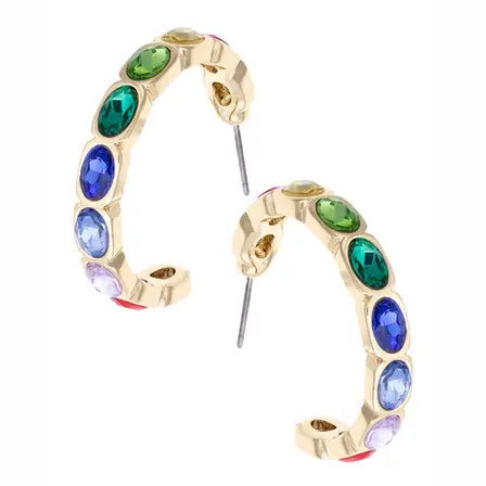 Rainbow Tennis Style Jewelry - Necklace, Hoop Earring & Bracelet