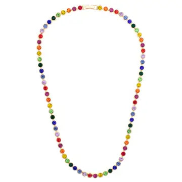 Rainbow Tennis Style Jewelry - Necklace, Hoop Earring & Bracelet
