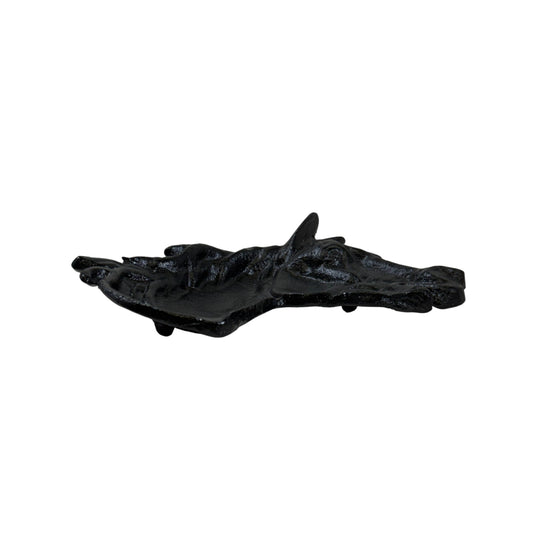 Black decorative rock on a white background