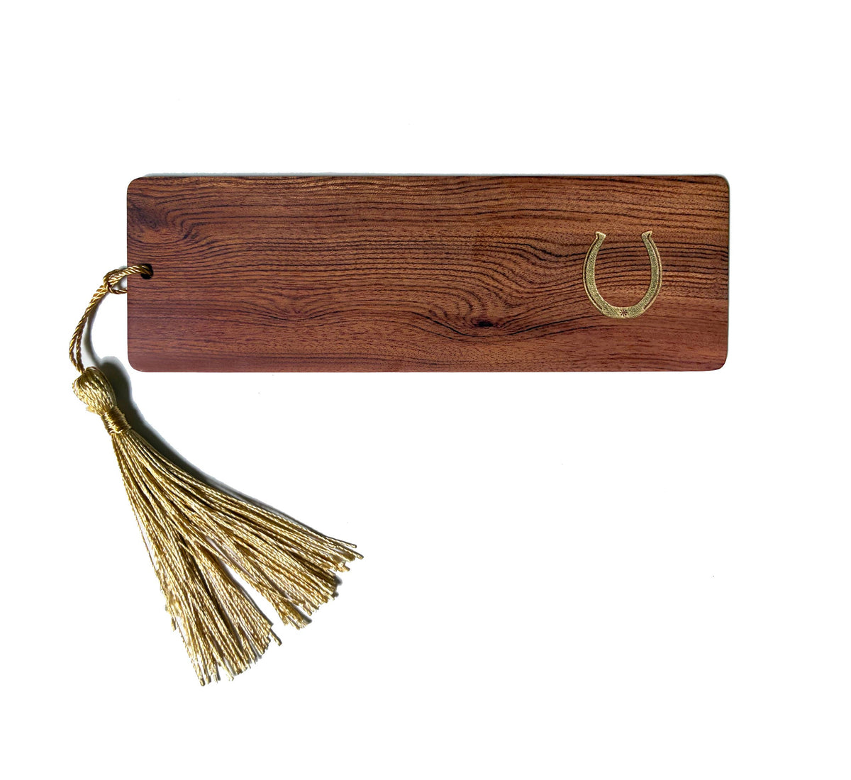 Lucky Horseshoe Gold Foil Engraved Walnut Wood Bookmark - A Taste of Kentucky