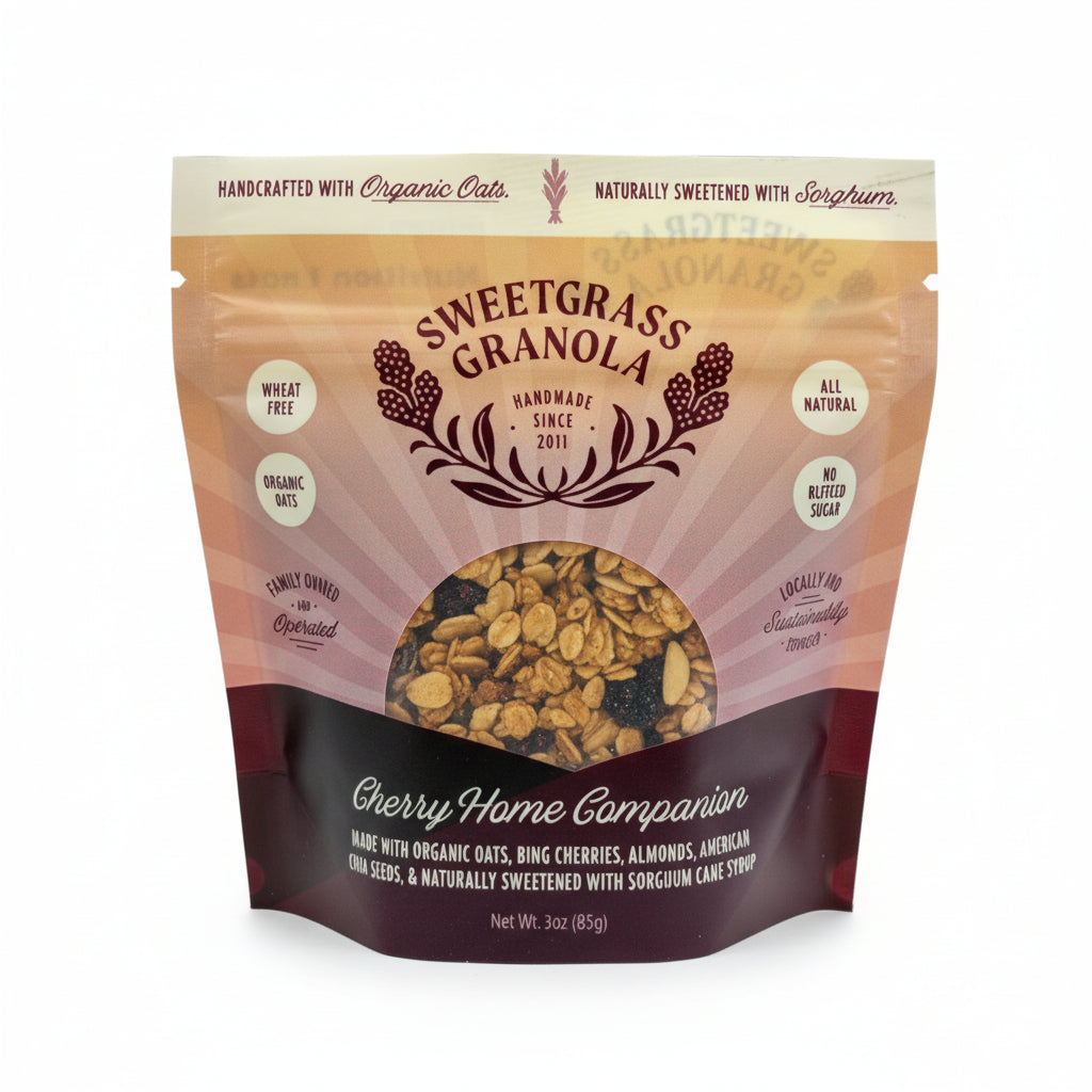 Sweetgrass Granola package on a white background